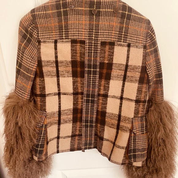 EUC Rare Tory Burch Fur Sleeve Coat Size 0 - Picture 2 of 5